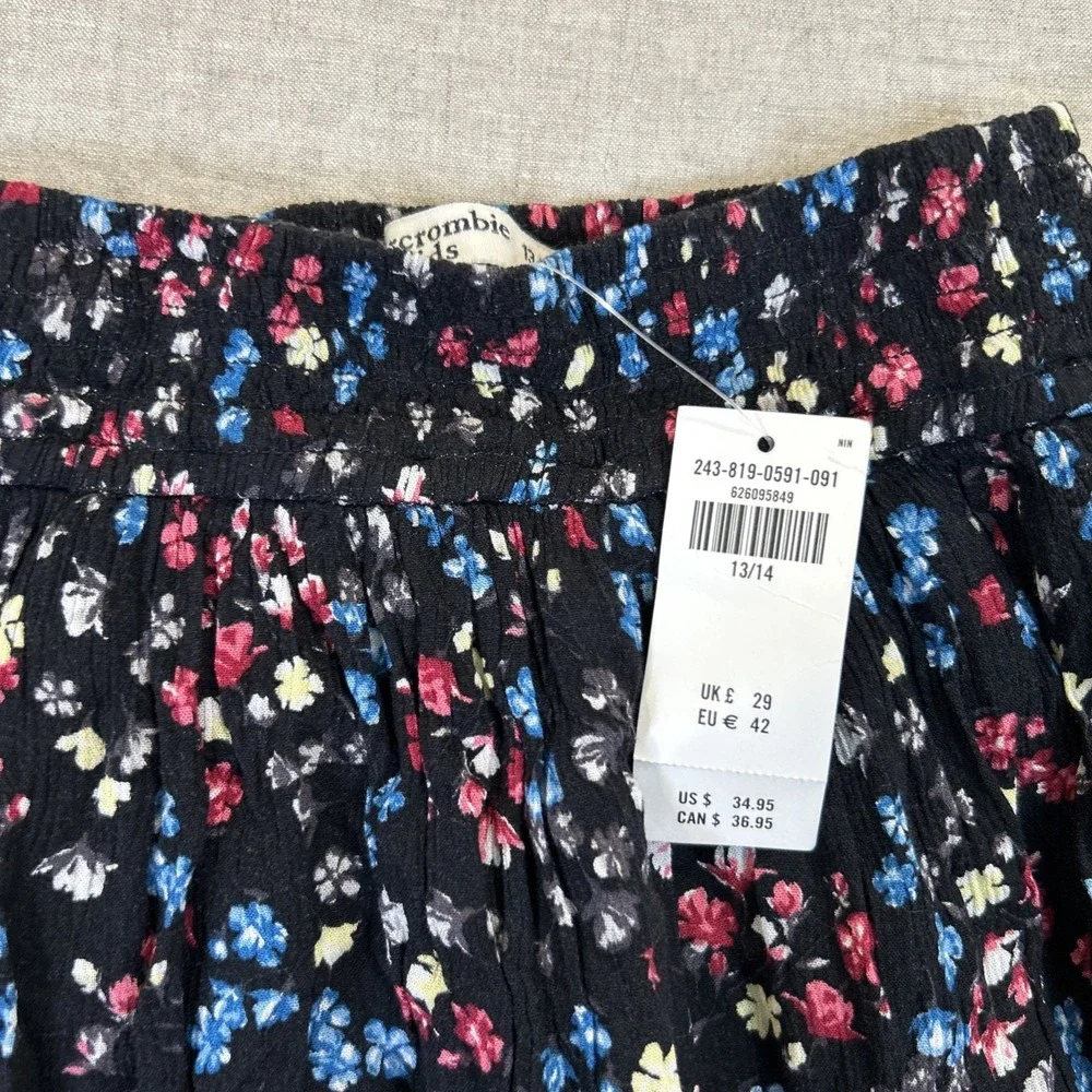 Abercrombie Kids Girls Skirt Floral Black Lined Size 13/14